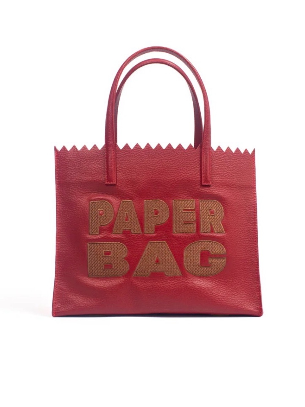 NWT Red 'Paper Bag' Leather Tote